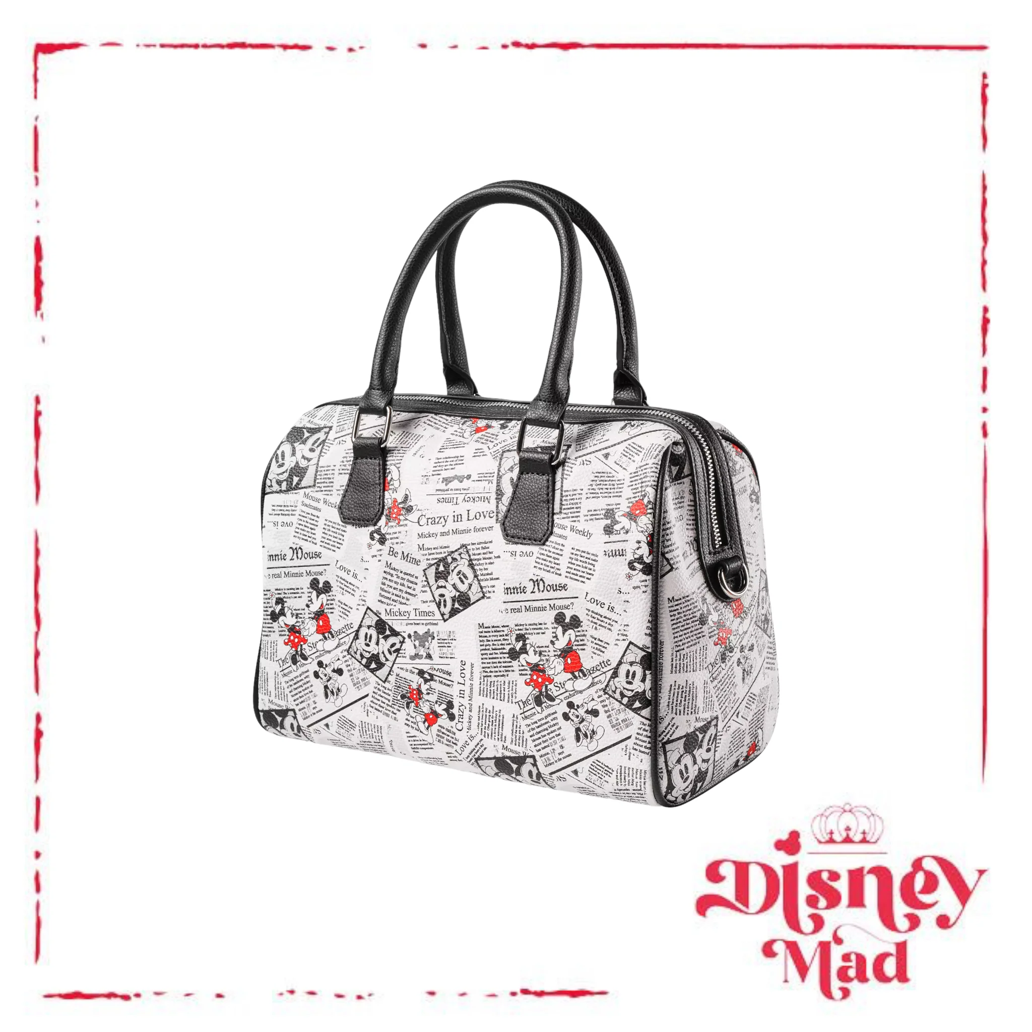 Mickey and Minnie Mouse Newsprint Satchel - Disney Parks - Image 3